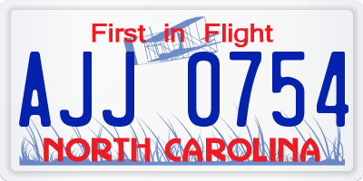 NC license plate AJJ0754