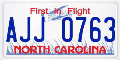NC license plate AJJ0763