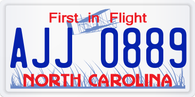 NC license plate AJJ0889