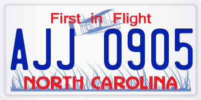 NC license plate AJJ0905