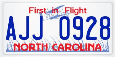 NC license plate AJJ0928