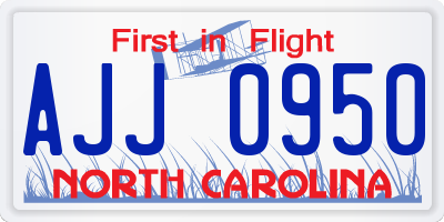 NC license plate AJJ0950