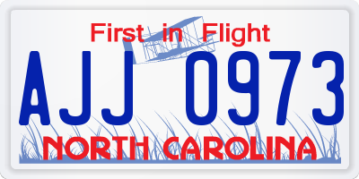 NC license plate AJJ0973