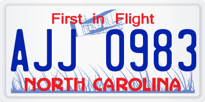 NC license plate AJJ0983