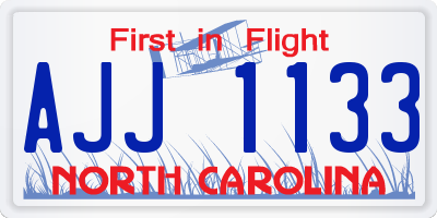 NC license plate AJJ1133