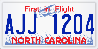 NC license plate AJJ1204