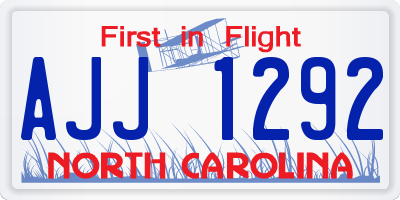 NC license plate AJJ1292