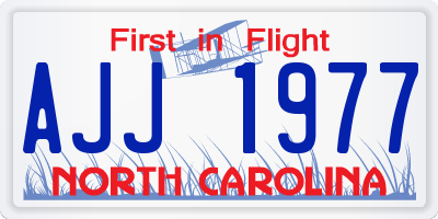 NC license plate AJJ1977
