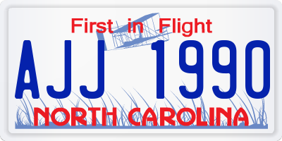 NC license plate AJJ1990