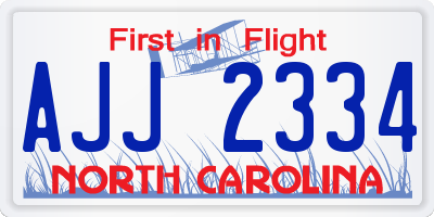 NC license plate AJJ2334
