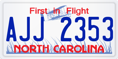 NC license plate AJJ2353