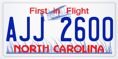 NC license plate AJJ2600