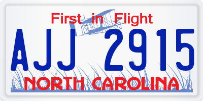 NC license plate AJJ2915