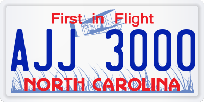NC license plate AJJ3000