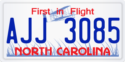 NC license plate AJJ3085