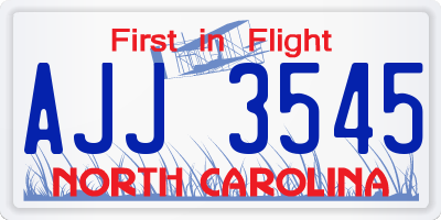 NC license plate AJJ3545