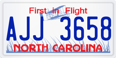 NC license plate AJJ3658