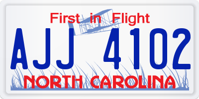 NC license plate AJJ4102