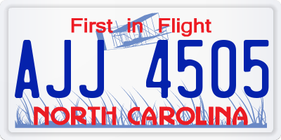 NC license plate AJJ4505