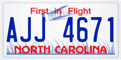 NC license plate AJJ4671