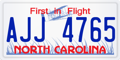 NC license plate AJJ4765