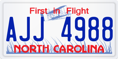 NC license plate AJJ4988