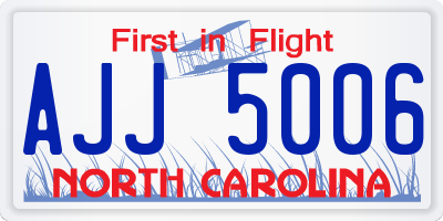 NC license plate AJJ5006