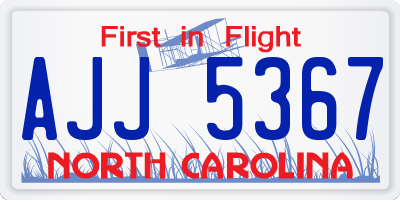 NC license plate AJJ5367
