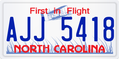NC license plate AJJ5418