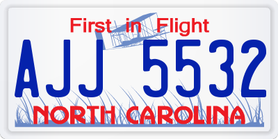 NC license plate AJJ5532