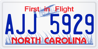 NC license plate AJJ5929