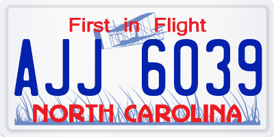 NC license plate AJJ6039