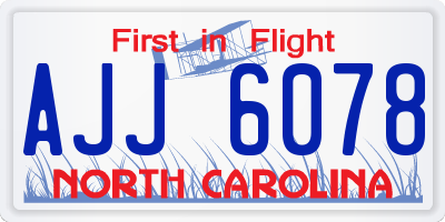 NC license plate AJJ6078