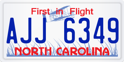 NC license plate AJJ6349