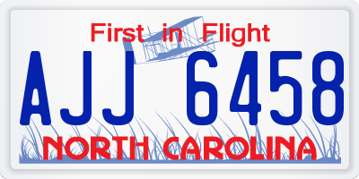 NC license plate AJJ6458