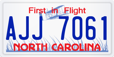 NC license plate AJJ7061