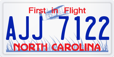 NC license plate AJJ7122