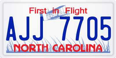 NC license plate AJJ7705