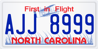NC license plate AJJ8999