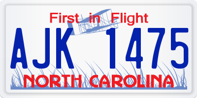 NC license plate AJK1475