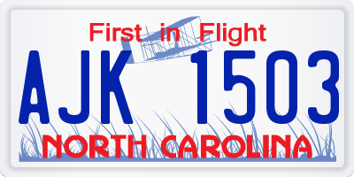 NC license plate AJK1503