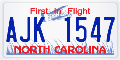 NC license plate AJK1547