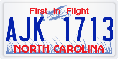 NC license plate AJK1713