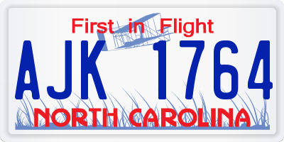 NC license plate AJK1764