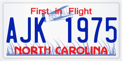 NC license plate AJK1975