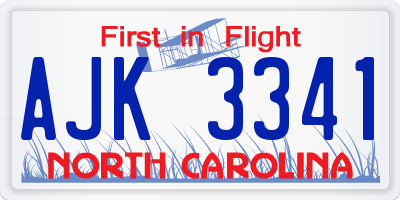 NC license plate AJK3341