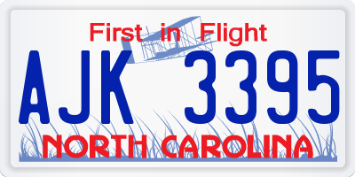 NC license plate AJK3395