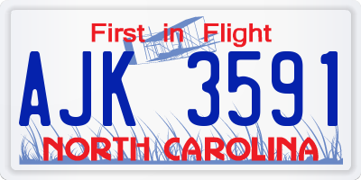 NC license plate AJK3591