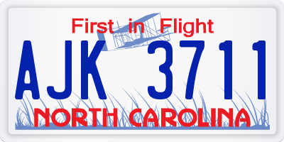 NC license plate AJK3711