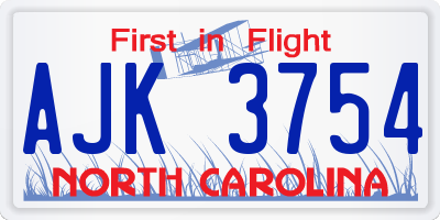 NC license plate AJK3754